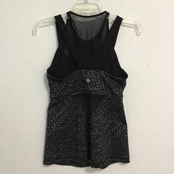 Lululemon Running In The City Tank Heathered Net Pop Black Multi Size 8 - Picture 8 of 11